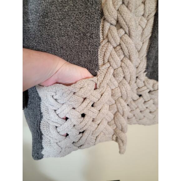 Anthropolgie Sparrow Knit Cardigan Sweater Lambswool Braided Detail Gray Size XL - Picture 8 of 9
